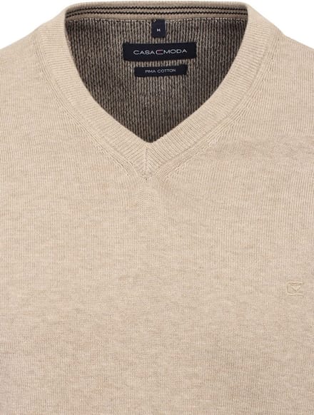 Casa Moda Heren Trui Met V-Hals Pima-Katoen 004430-657 Beige - M
