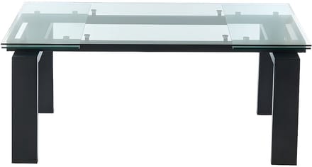Vente-unique Uitschuifbare eettafel LUBANA - Gehard glas en metaal - Zwart - 8 tot 10 personen