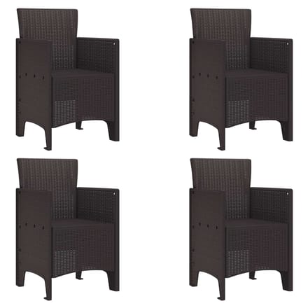 vidaXL Tuinstoel met kussen 4 pcs Bruin 53 x 49 x 85 cm Polypropyleen
