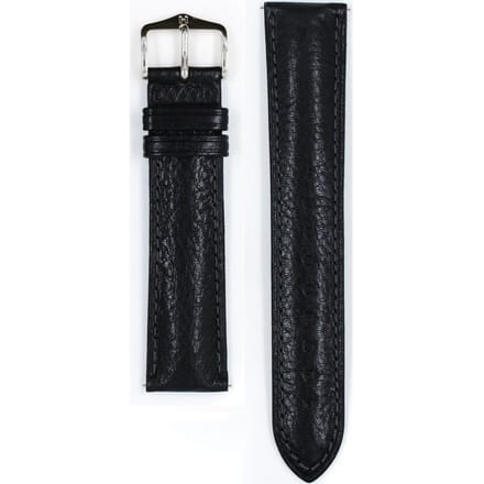 Hirsh Horlogeband -  Camelgrain Zwart - Leer - 22mm