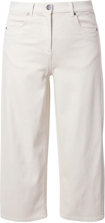 Ulla Popken - Dames - Barrel-jeans wijde pijpen comfortabele tailleband - Off-white - Maat 60