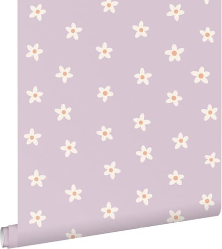ESTAhome behang madeliefjes lila paars - 53 cm x 10.05 m - 131114