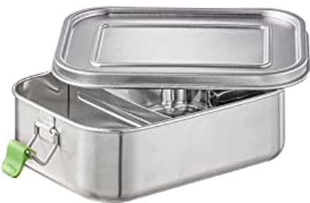APS RVS Broodtrommel - Lunchbox met 2 Compartimenten - Meal prep bakjes - Lekvrije Bento Box - Zilver - 1100 ml