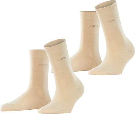 Esprit Uni 2-Pack eenkleurig katoen multipack sokken dames beige - maat 35-38