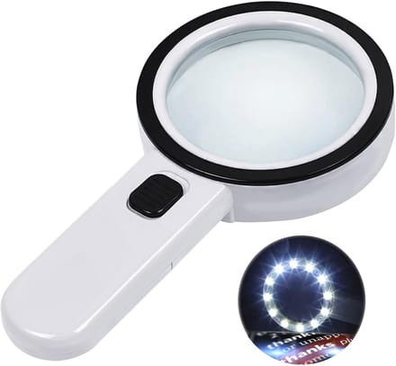 Vergrootglas met 30x vergroting en 12 LED's voor lezen en inspectie