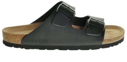 Rohde Slipper Heren 2 Gespen Ergonomisch Voetbed Zwart Maat 43