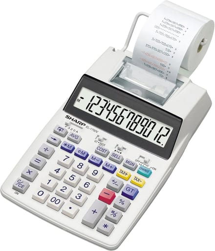 Bureaurekenmachine - Tafelmodel - Kantoorwerk - Drukfunctie - 23x15cm - Wit