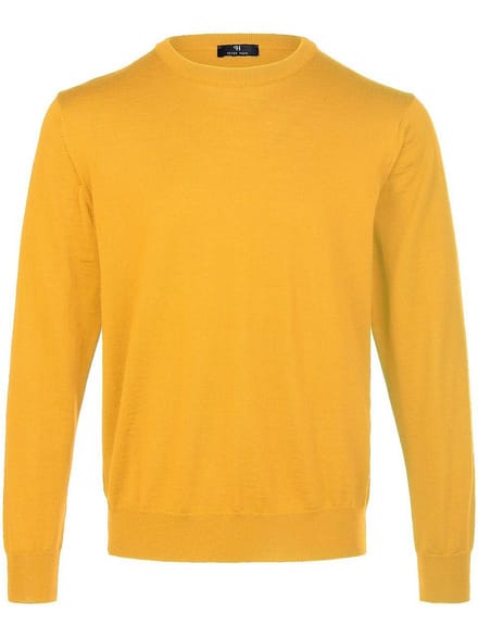 Trui 100% scheerwol ronde hals Van Peter Hahn geel