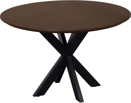 QUVIO Eettafel Sofia - Rond - Ø 130 cm - Stalen kruispoot - FSC® gecertificeerd mangohout - Bruin