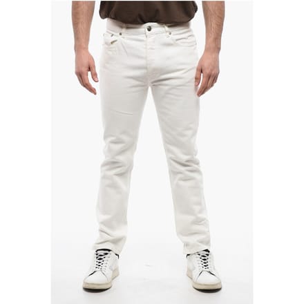 5-pocket slim fit denim met riemlussen 18 cm in wit