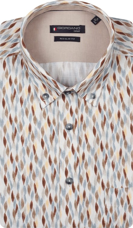 Giordano – Ivy – Heren – Button Down – Print – Overhemd – Geel – 617073-20