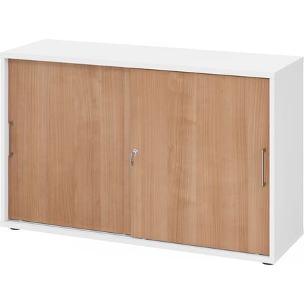 BETA 1752S | Schuifdeurkast | 2 OH - Wit/Walnoot Metalen handvat