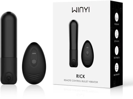 WINYI Rick remote control Bullet vibrator - klein - met afstandbediening - 10 m bereik - oplaadbaar - waterdicht - zwart