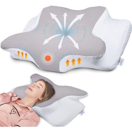 Oreiller Mémoire de Forme - WENZYLIQUOX - Design Papillon - Mémoire de forme - 62x41x13/11cm - Housse lavable
