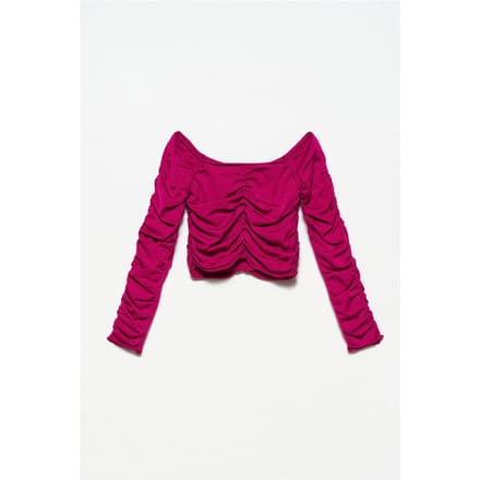 Dames Geribbelde Off-shoulder Crop Sweater