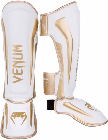 Venum Kickboks Scheenbeschermers Elite Wit Goud - M