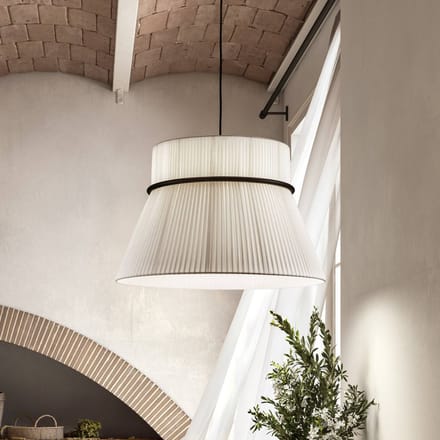 Bover hanglamp Folie S, wit/zwart, Ø 60 cm, stof