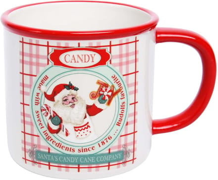 Dekoratief | Mok m/santa, rood/wit, keramiek, 14x10x9cm | A215168