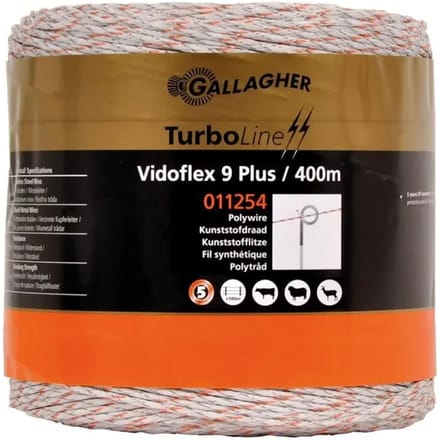 Gallagher Vidoflex 9 TurboLine Plus wit (400 meter) - Voor grote afrasteringen met optimale stroomgeleiding