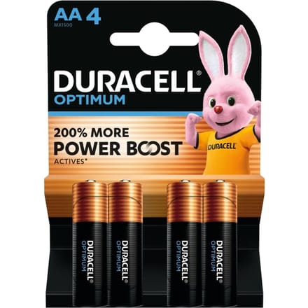 Duracell Optimum AA-batterijen (4 stuks), 1,5V-alkaline batterijen, LR6 MX1500