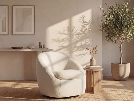 Vente-unique Draaiende fauteuil in boucléstof - NETALIO