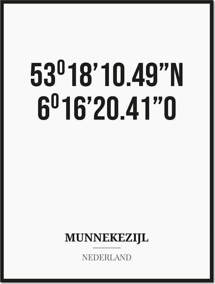 Poster/kaart MUNNEKEZIJL met coördinaten