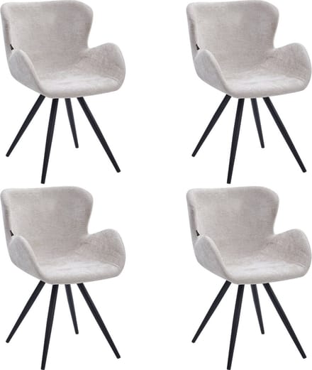 Colenis® - Anabella Eetkamerstoel - Set Van 4 - Beige - Chenille Stof - Industrieel - Met armleuning