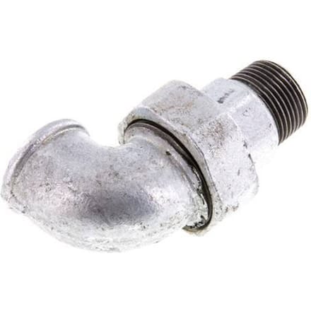 90° L-Koppeling Aansluiting 1'' Buitendraad R X Binnendraad Rp Gietijzer Conische Afdichting 25bar