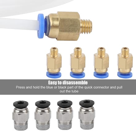 2*PTFE PTEE Buis  4*PC4 M6 Snelkoppeling+4*PC4 M10 Rechte Pneumatische Koppeling Push wit