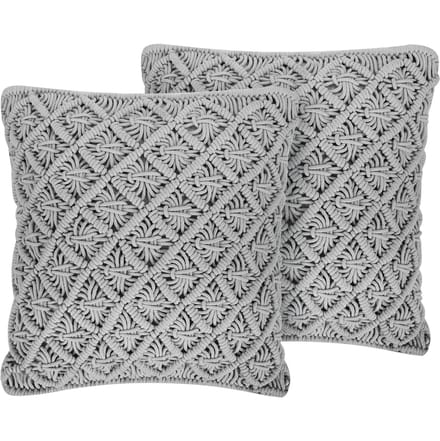 KIZKALESI - Sierkussen set van 2 - Grijs - 45 x 40 cm - Katoen