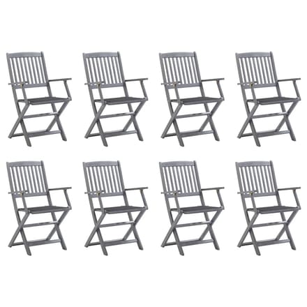vidaXL - Inklapbare - stoelen - 8 - st - met - kussens - massief - acaciahout
