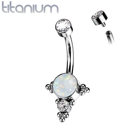 Navelpiercing titanium opal ball cluster sierlijk - LMPiercings