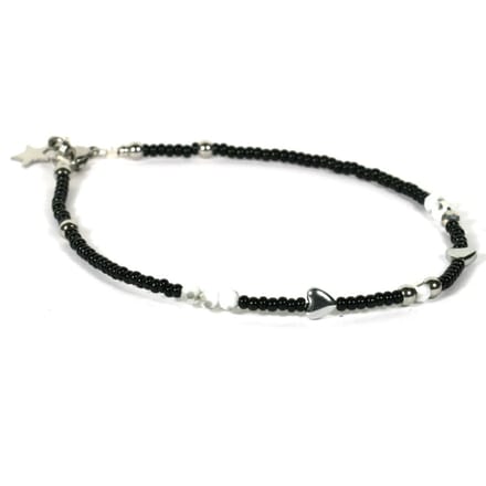 Heaven Eleven - dames - Enkelbandjes - zwart - ibiza - 2mm - 25cm
