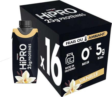 Danone HiPRO Eiwitshake – Vanille – 25g Proteïne – 16 x 330ml – Lactosevrij