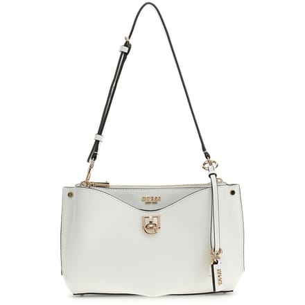 Guess schoudertas witte schoudertas vrouw wit in synthetisch materiaal met driehoekslogo