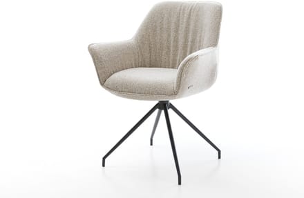 Gestoffeerde-stoel Keila-Flex met armleuning kruisframe conisch zwart geweven stof beige