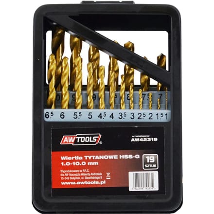 Awtools - HSS-G Metaalboren Set - 19 Stuks - Titanium Coating - Ø 1,0-10,0 mm