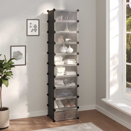 vidaXL - Schoenenrek - 44x32x174 - cm - polypropeen - zwart