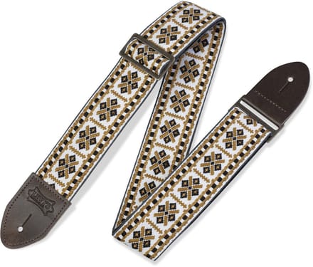 Levys Leathers M8HTV-007 geweven gitaarband met print - vintage wit