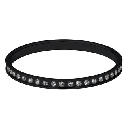 Quiges Stapelring Dames - Vulring Wit Zirkonia - RVS Zwart - Maat 19 - Hoogte 2mm