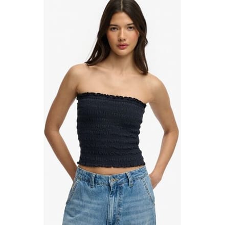 Superdry Gesmockte Jersey Bandeau Blauw Grootte: 36