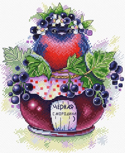 Borduurpakket MP_STUDIA - Singing Currant -  Zingend Roodborstje - telpatroon om zelf te borduren