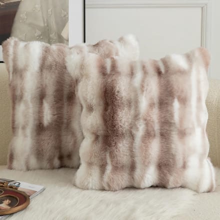 Famanu - Luxe decoratieve kussensloop - zachte pluche wol - 2 stuks - 50 x 50 cm