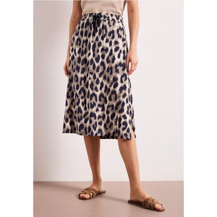 Midi-rok met elastische tailleband en print