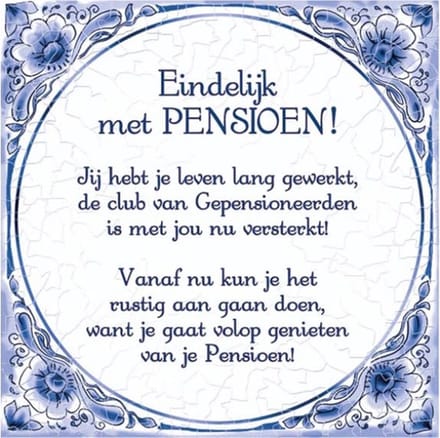 Tegels delfts blauw - Pensioen