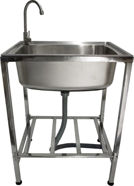 Mobiele camping wasbak - rvs - 60x45x79cm - verstelbare pootjes