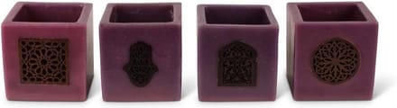 Safaary - Marokkaanse Kaars Paars Ø 12 x 12cm-Vierkant patroon