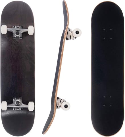 Compleet Skateboard - Skate Board - Straat Skate - Dubbele Kick Deck - 8 x 31.75 Inch - Zwart