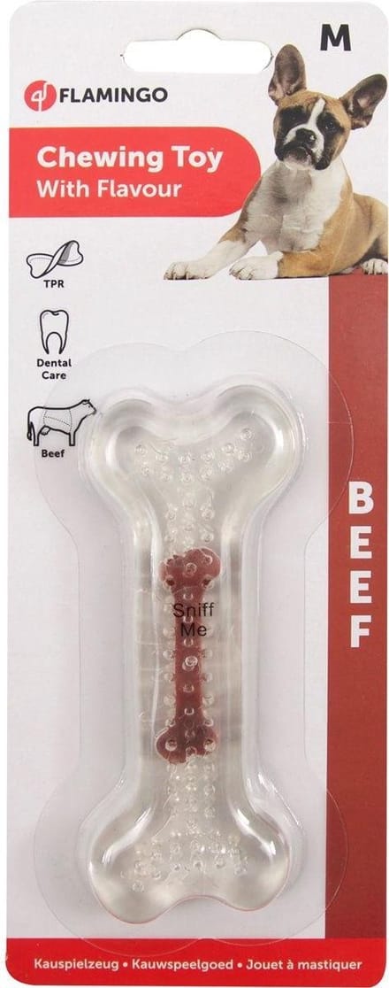 Flamingo Hondenspeelgoed TPR Been met Rundsmaak - Bruin - 12 cm