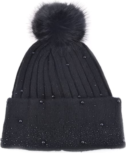 Giuliano muts - Pompom - Glitters - Winter - Zwart